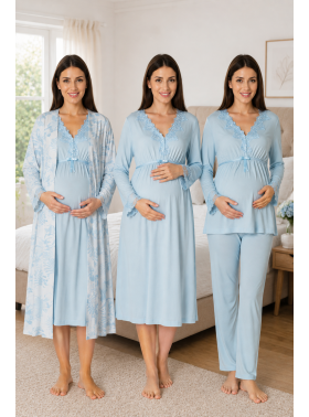 Effortt 8096 Mavi Lohusa Hamile 4'lü Set